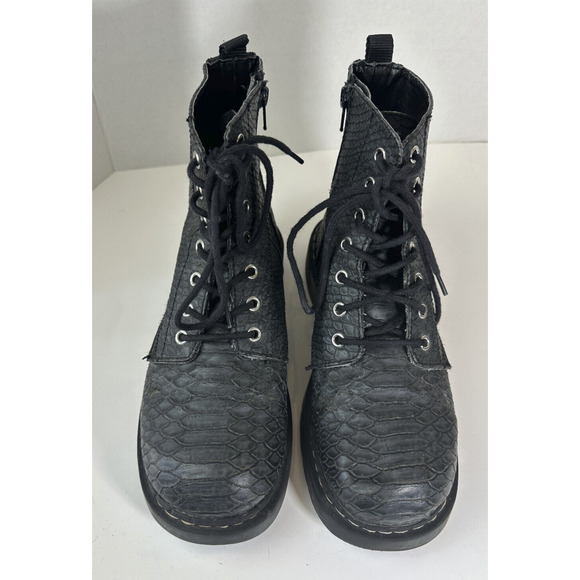 T.U.K. Reptile Pattern Combat Boot Y2k 90's Grunge Punk Gray US Women's Size 10 - Picture 4 of 16